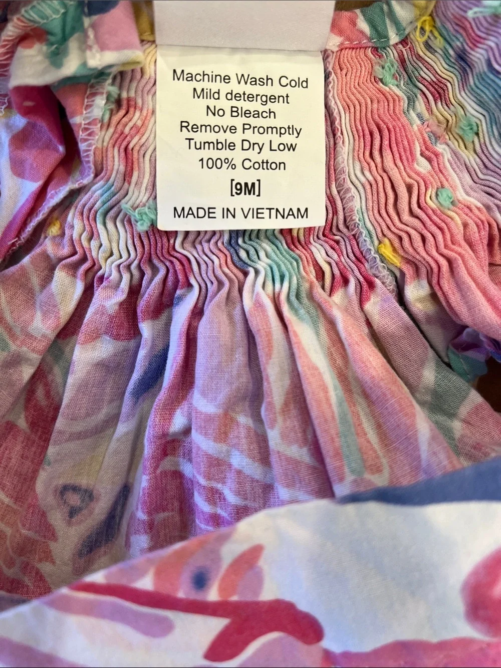 Stitchy fish smocked floral top and bloomers matching set 9 months vibrant